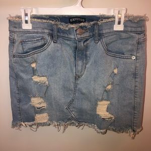 Express Distressed Denim Skirt